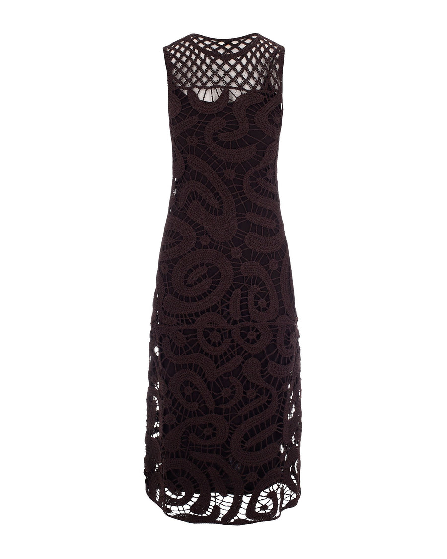Dress Bufera Crochet Brown Java Viscose Evening Suits