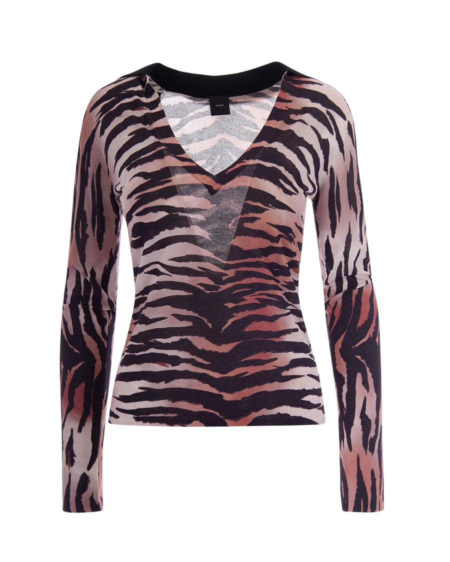 Top Erosione Black-Beige Multicolour/black/beige Cotton Tops