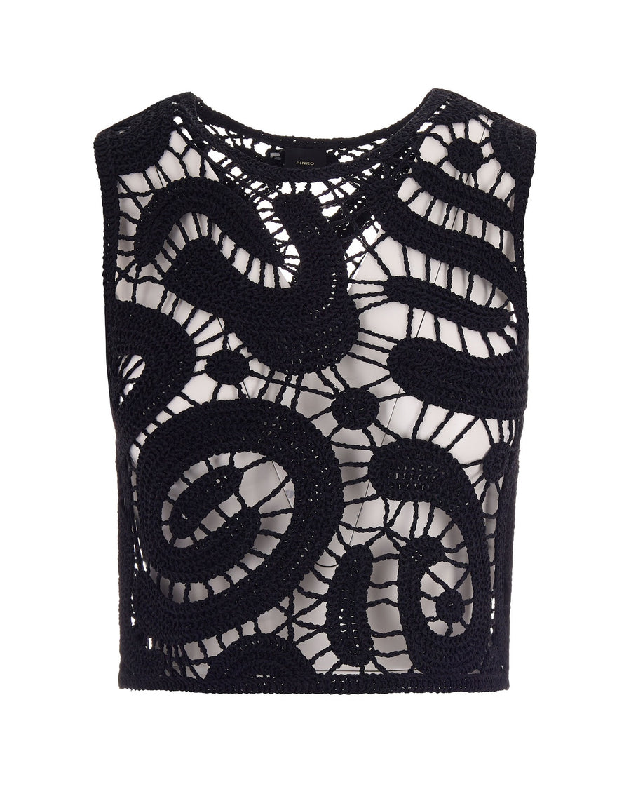Crochet Top Black Limousine Viscose Tops
