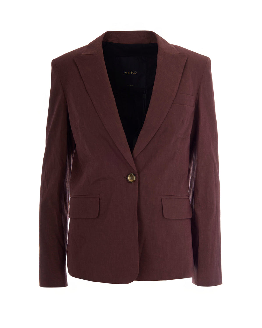 Linen Jacket Freda Brown Earth X Plants Shell