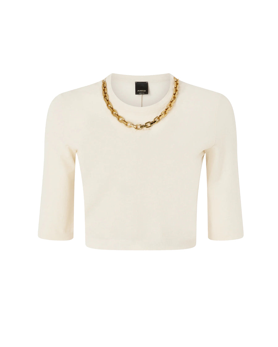 Cropped Knit Top Kimberly Beige G. Maroso Cotton Jumpers