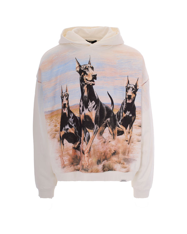 Hoodie Western Dobermans Flat White Cotton Sweatshirts
