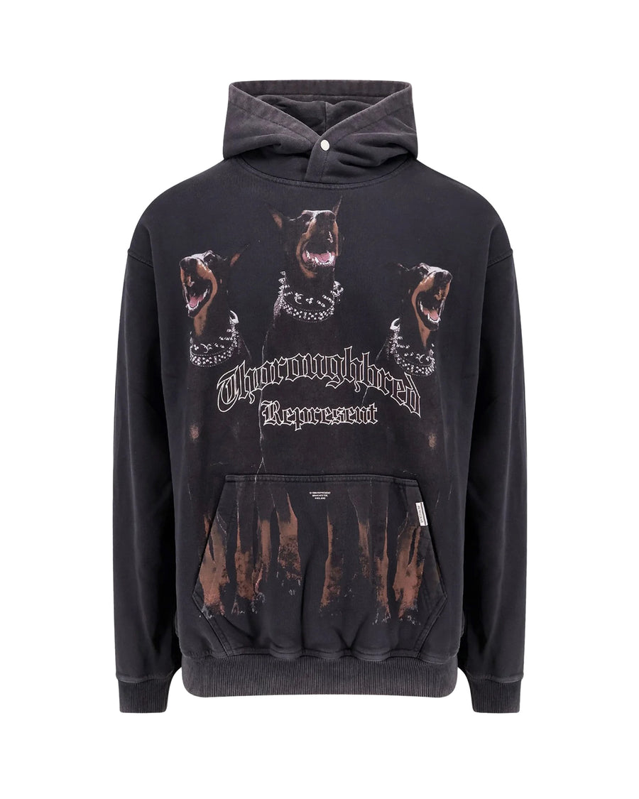 Hooded Sweatshirt Vintage Black Cotton Sweatshirts