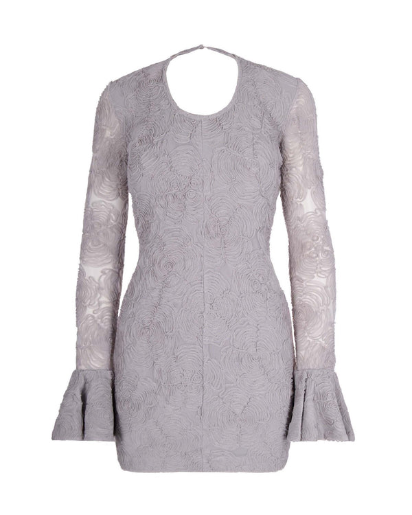 Mini Dress Mesh Frill Grey Violet Main: Recycled Polyester Evening Suits