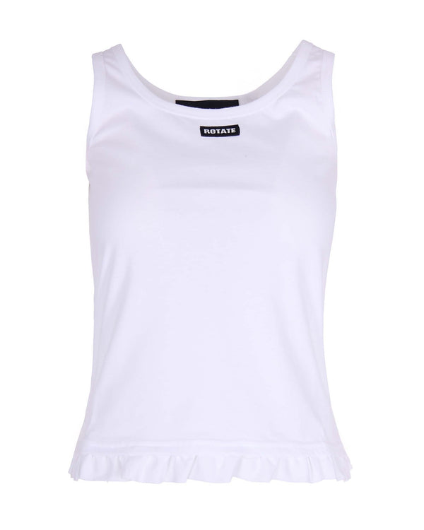 Tank Top Ruffle Hem Bright White Vests & Tops