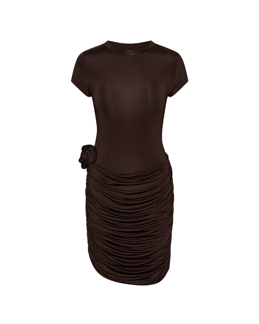 Mini Dress Draped Chicory Coffee No Lining; Viscose Evening Suits