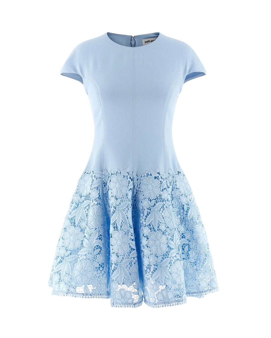 Dress Macramé Lace Blue Polyester Evening Suits