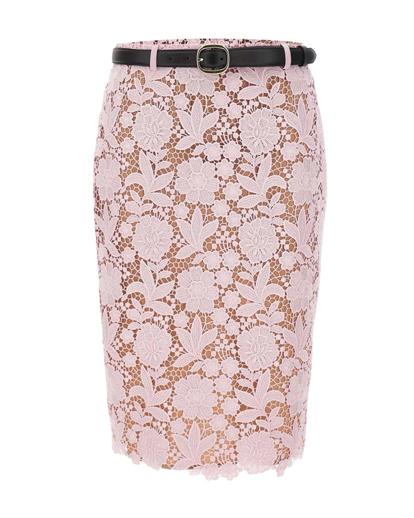 Midi Skirt Pink Lace