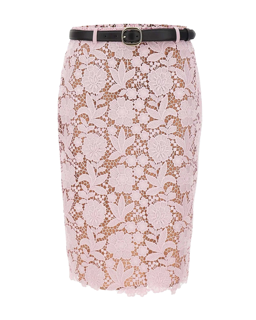 Midi Skirt Pink Lace