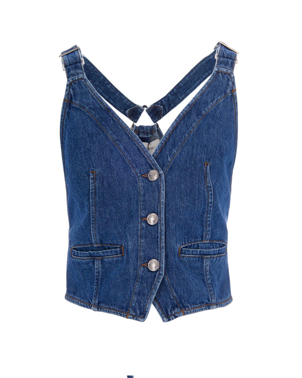 Denim Gilet Night Blue Cotton Waistcoats & Gilets