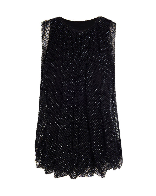 Sleeveless Mesh Top Black Mesh: Polyester Tops