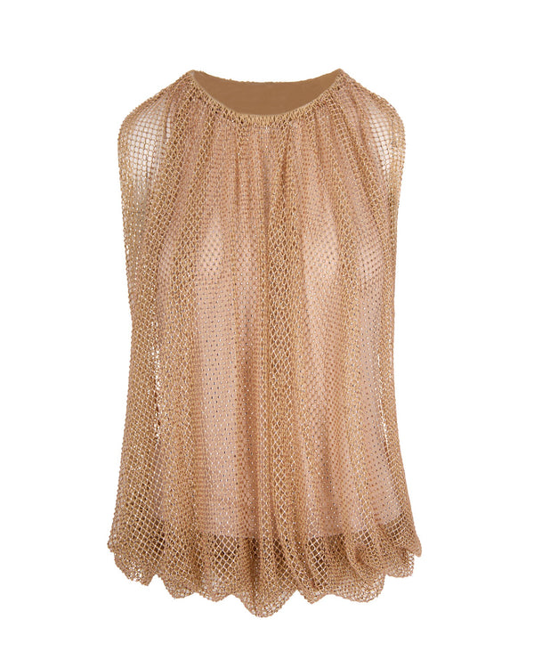 Mesh Top With Crystals Camel Main: Polyester Tops
