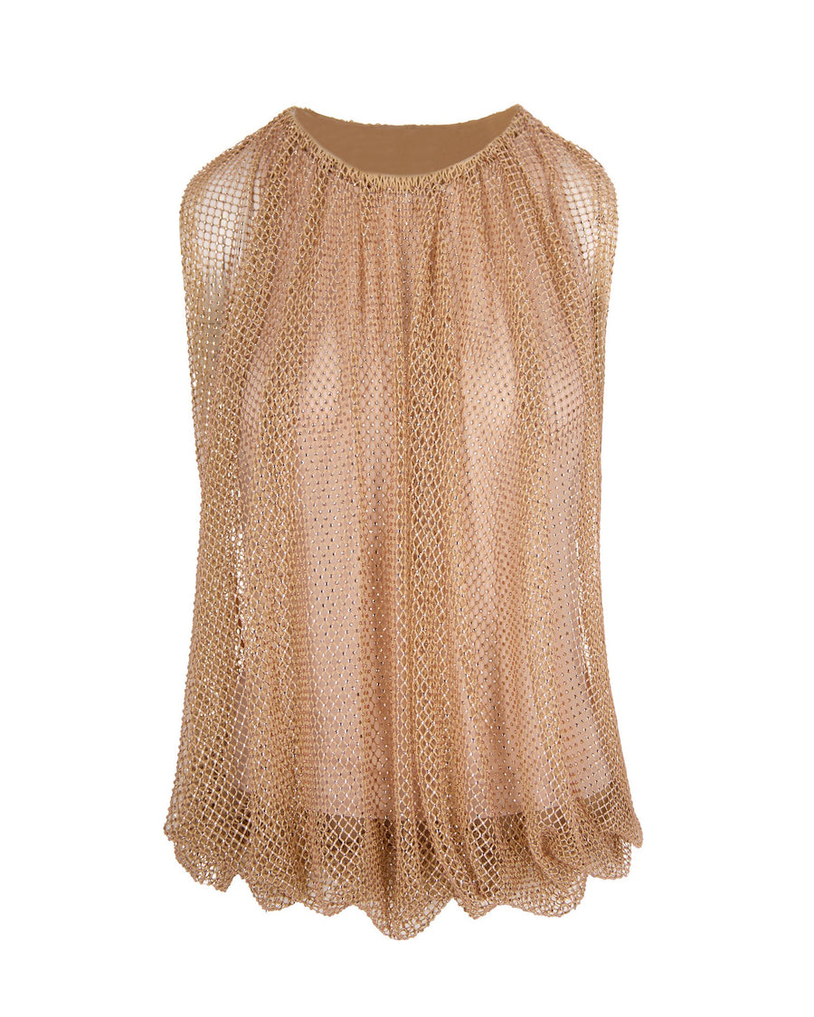 Mesh Top With Crystals Camel Main: Polyester Tops