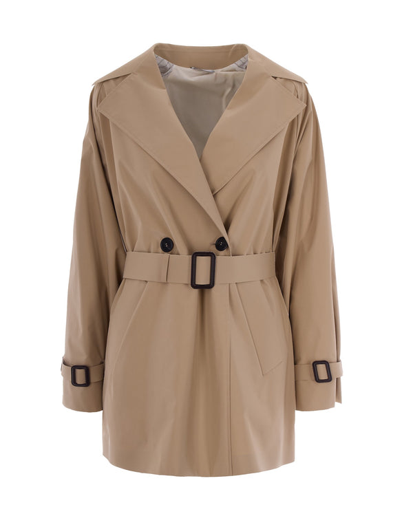 Short Trench Coat Beige Outer: Polyester & Raincoats