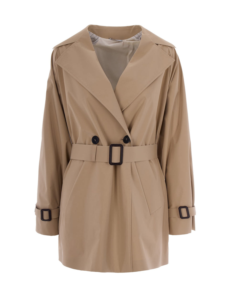 Short Trench Coat Beige Outer: Polyester & Raincoats