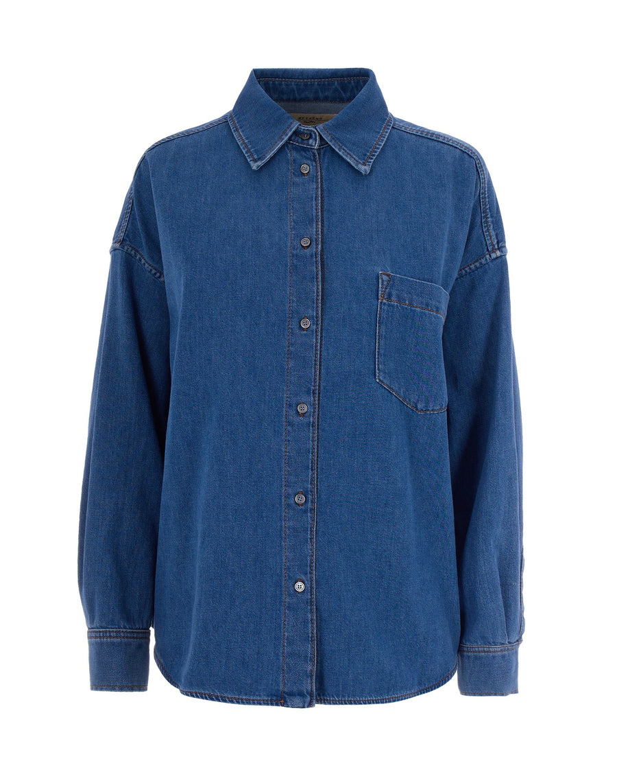 Oversized Shirt Medium Blue Cotton