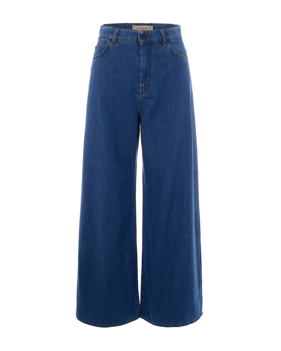 Jeans Wide Leg Blue Cotton