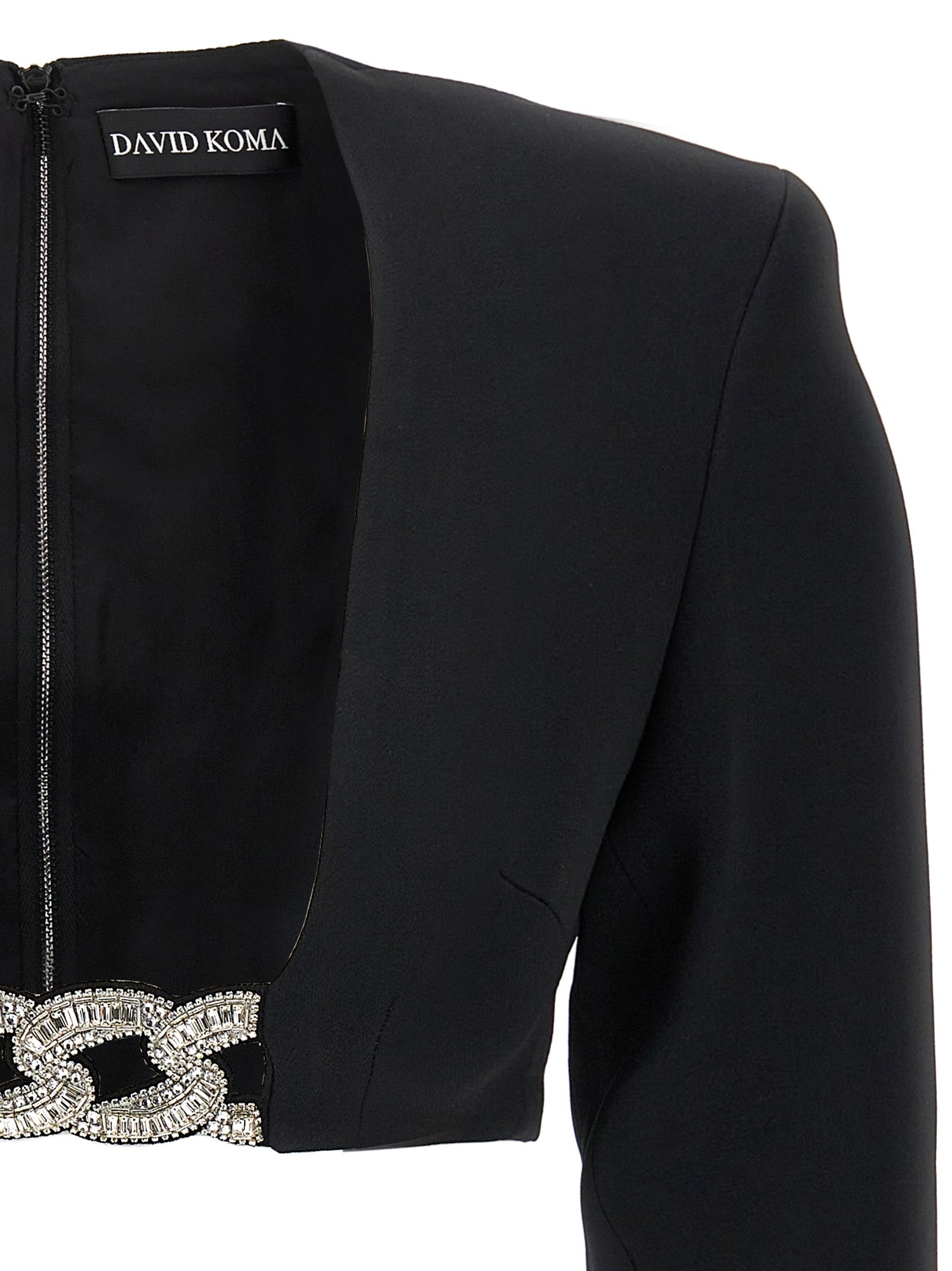 Top 3D Crystsal Chain and Square Neck Black Tops