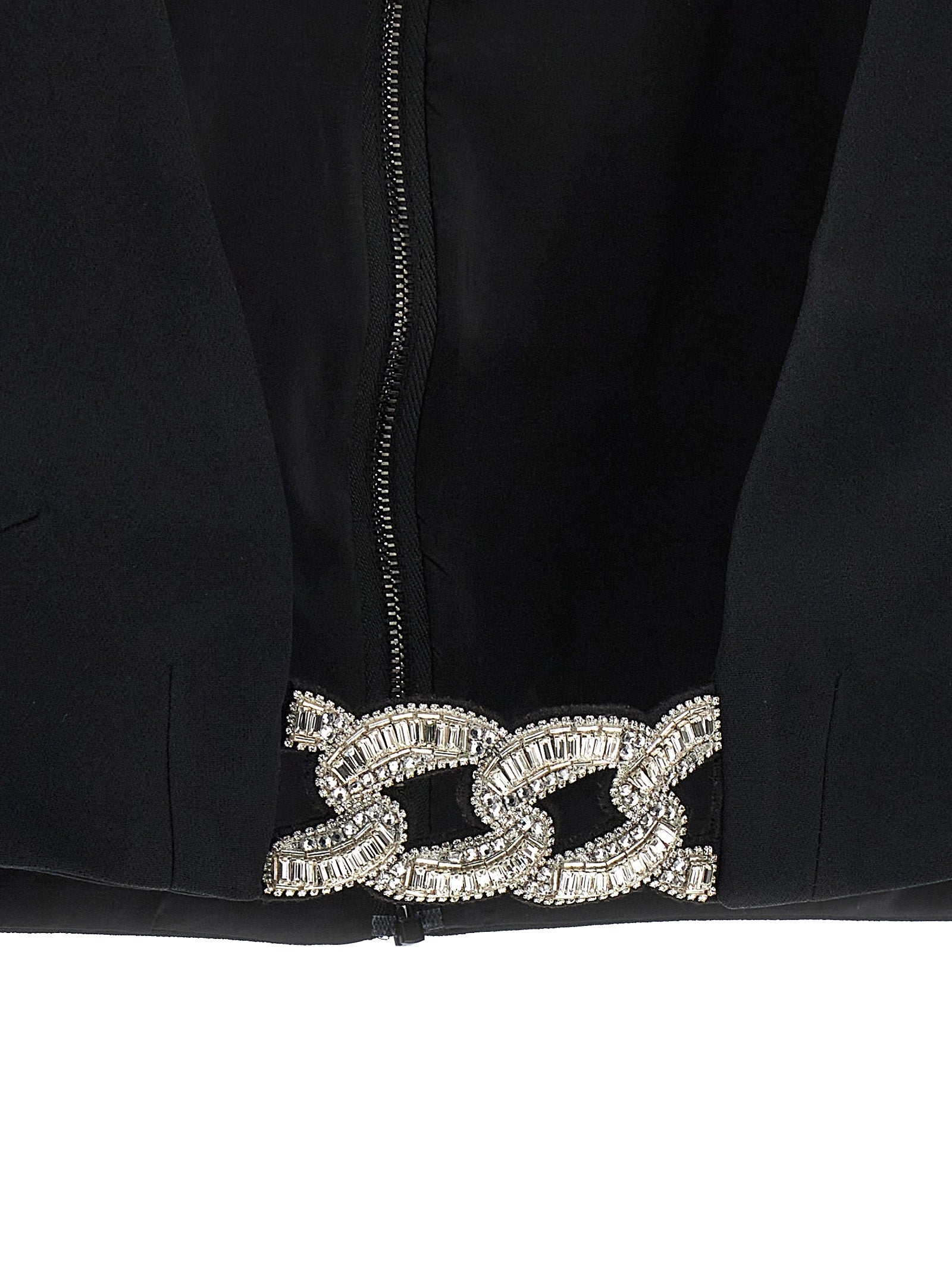 Top 3D Crystsal Chain and Square Neck Black Tops