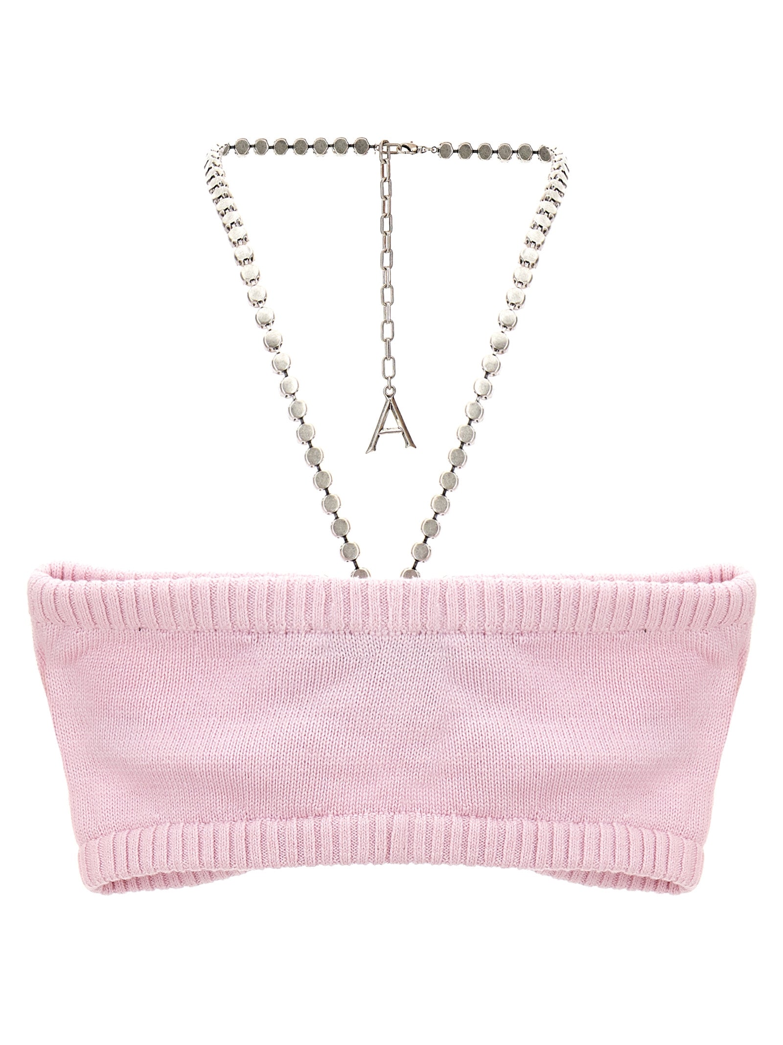 Crystal Butterfly Knit Bandeau top Pink Cotton Tops