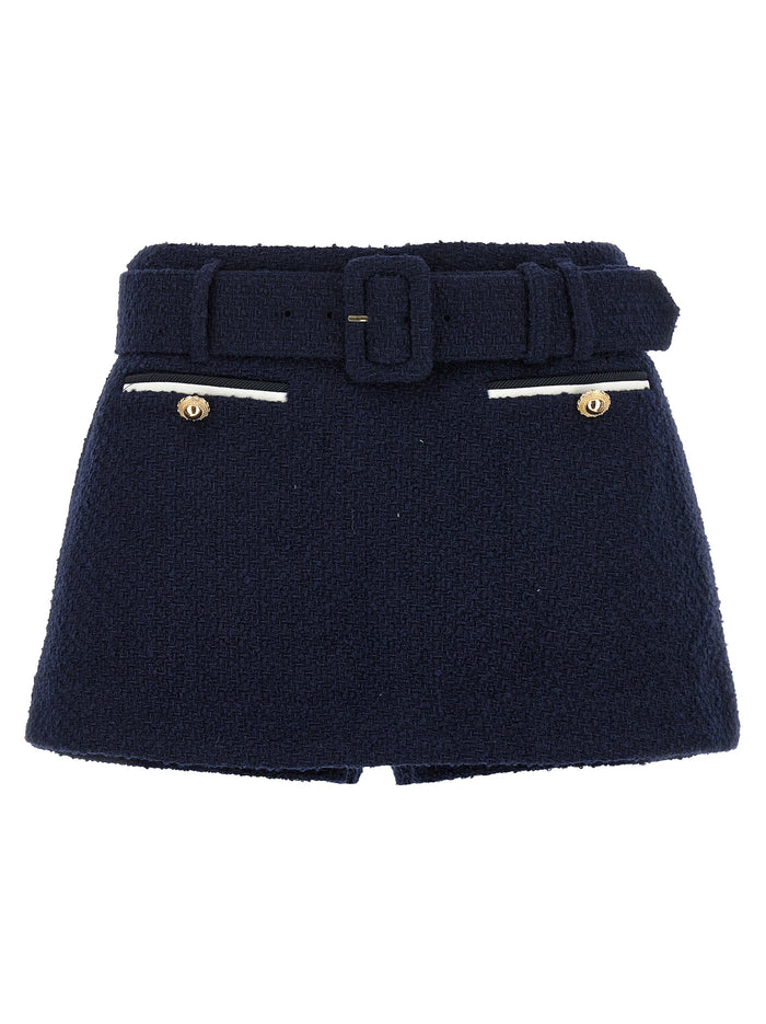 Bouclé wool skort Blue Bermuda, Short