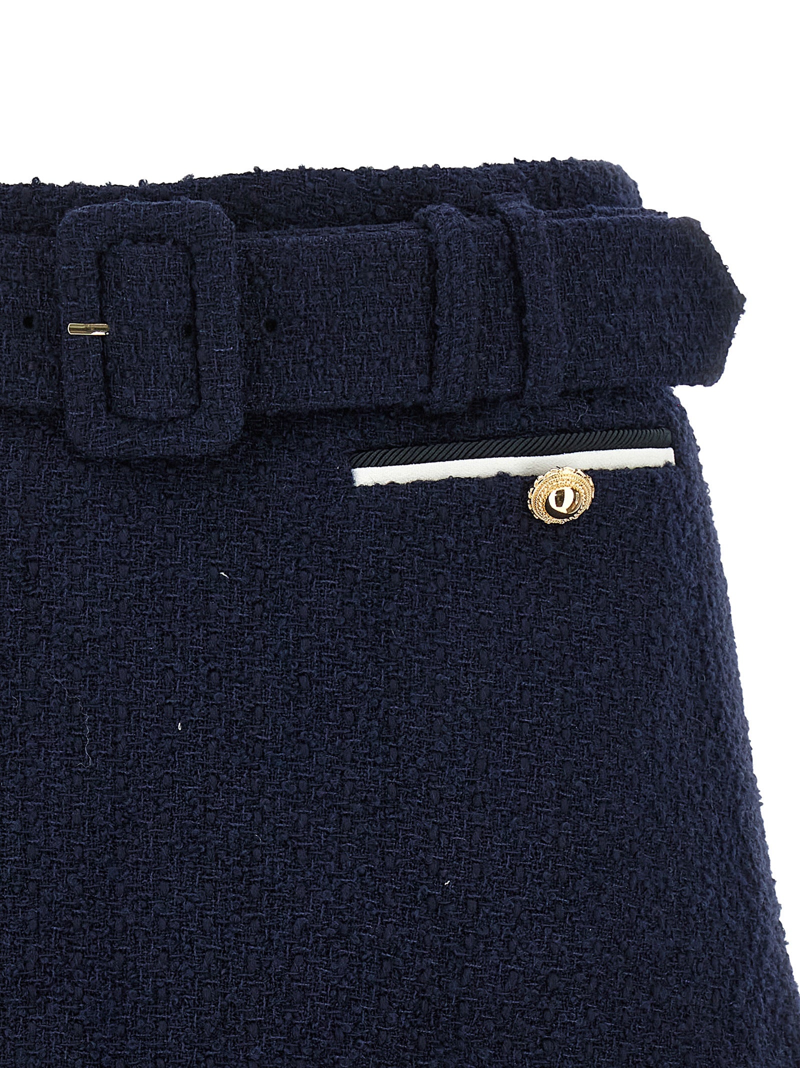 Bouclé wool skort Blue Bermuda, Short