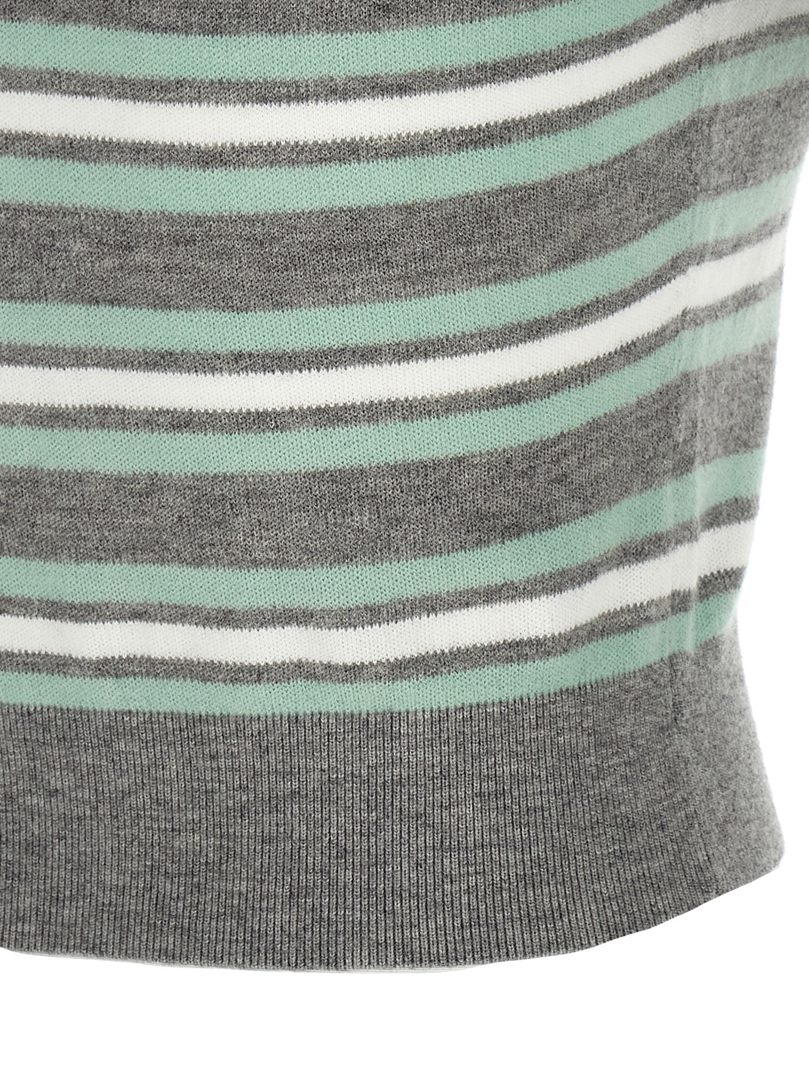 Grey Striped Crystal Trim Knit sweater Gray Wool Cotton Cachemire Sweater, Cardigans