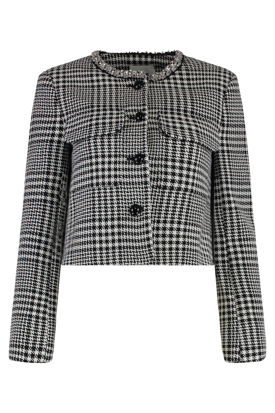 Jacquard Knit Jacket Black-White Black/white Polyester