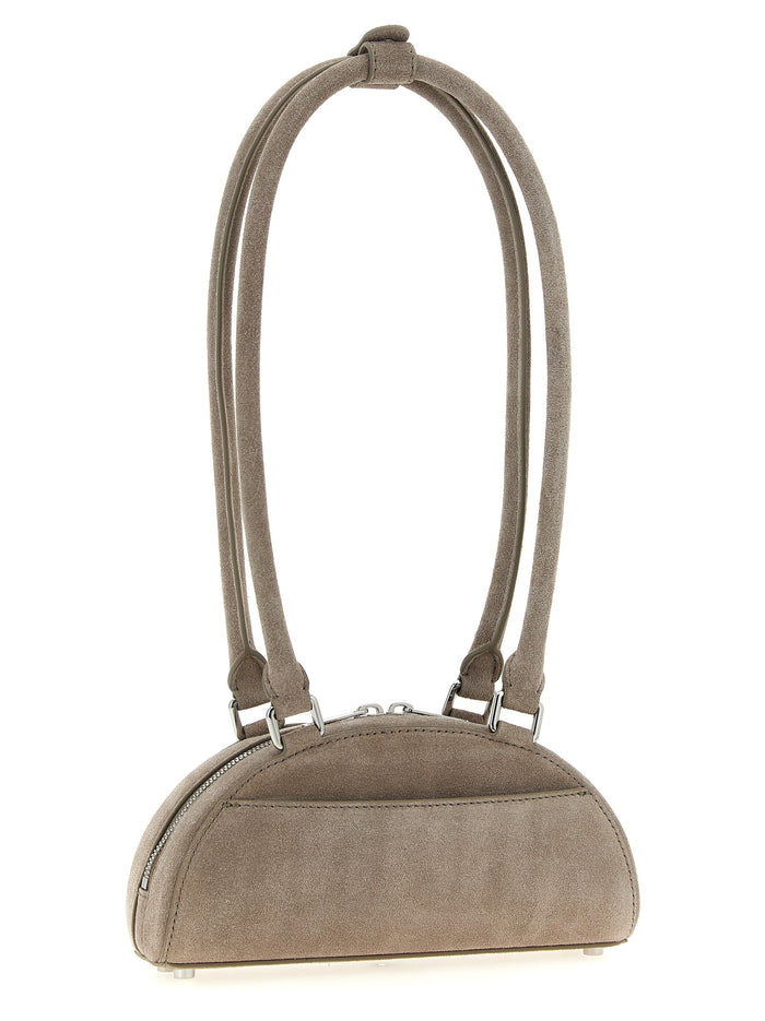 Suede mini with charm shoulder bag Gray Lamb Leather (ovis Aries)