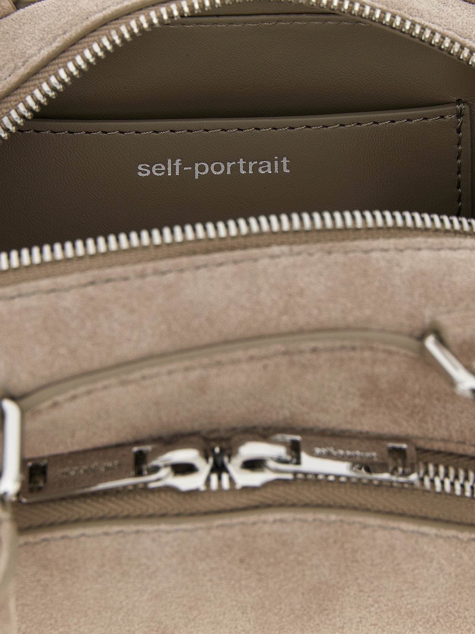 Suede mini with charm shoulder bag Gray Lamb Leather (ovis Aries)