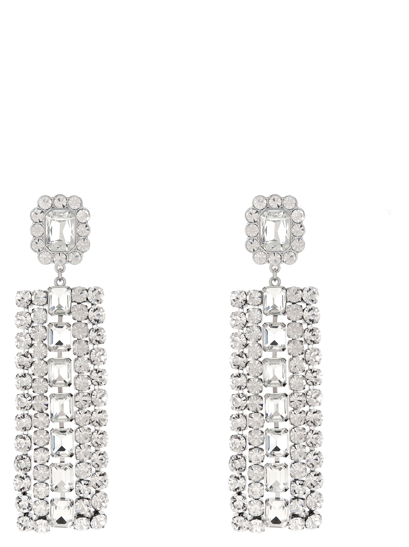 Multi Crystal Droplet earrings Silver Cotton Polyester Elastane Jewelry