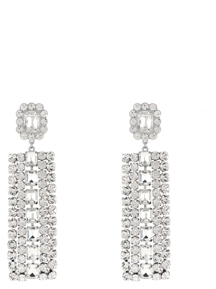 Multi Crystal Droplet earrings Silver Cotton Polyester Elastane Jewelry
