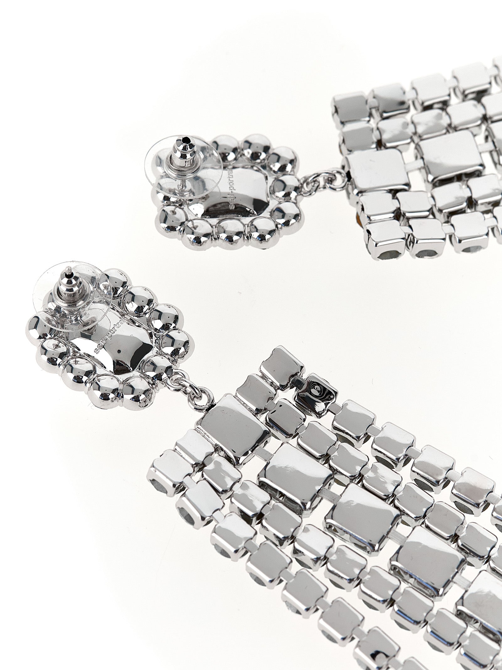Multi Crystal Droplet earrings Silver Cotton Polyester Elastane Jewelry