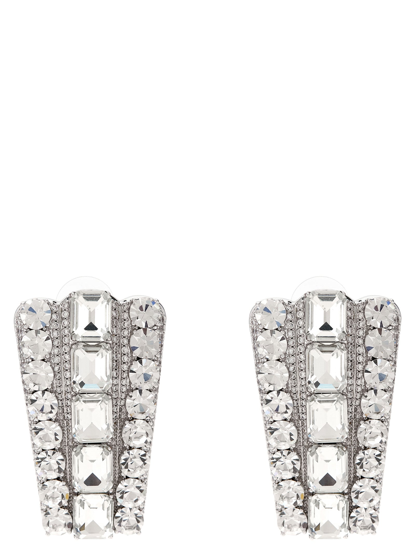 Multi Crystal earrings Silver Cotton Polyester Elastane Jewelry