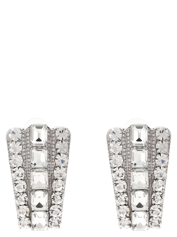 Self-Portrait Multi-Crystal Earrings — Silver