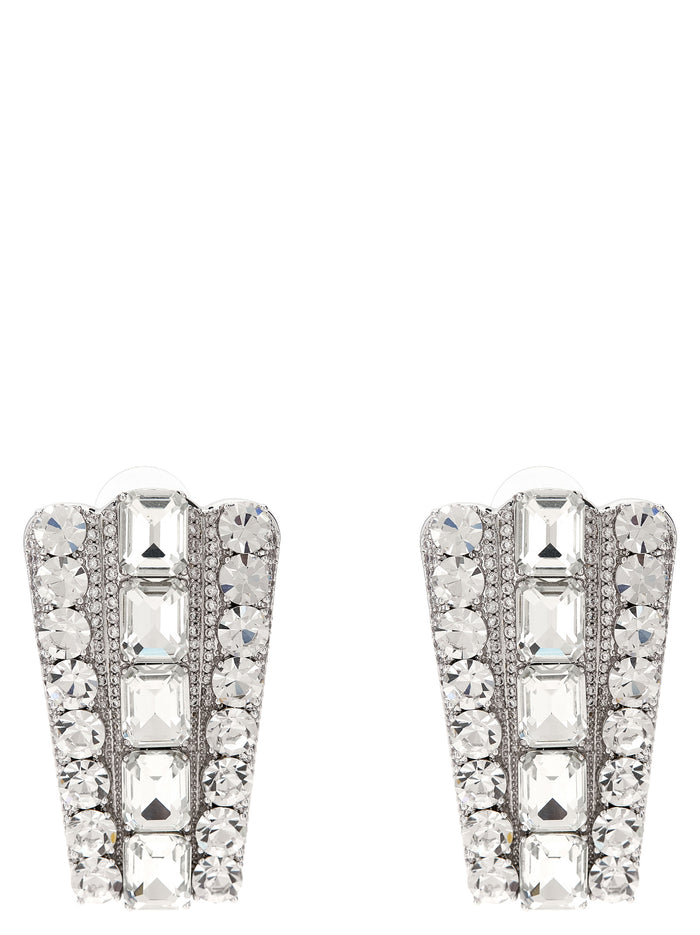 Multi Crystal earrings Silver Cotton Polyester Elastane Jewelry