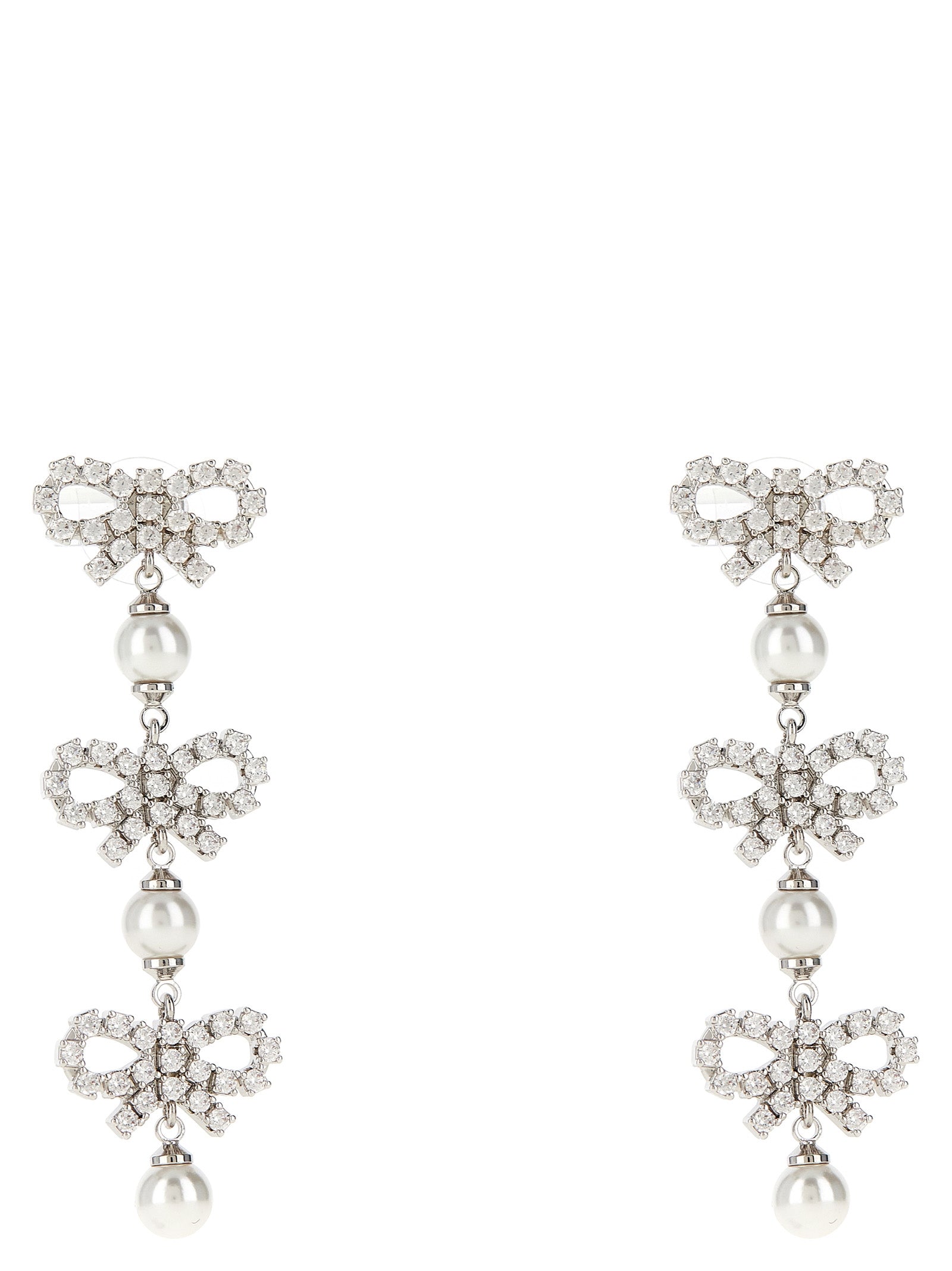 Micro Bow Pearl Tiered earrings White Cotton Polyester Elastane Jewelry