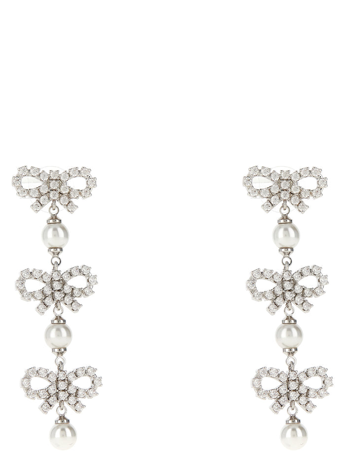 Micro Bow Pearl Tiered earrings White Cotton Polyester Elastane Jewelry