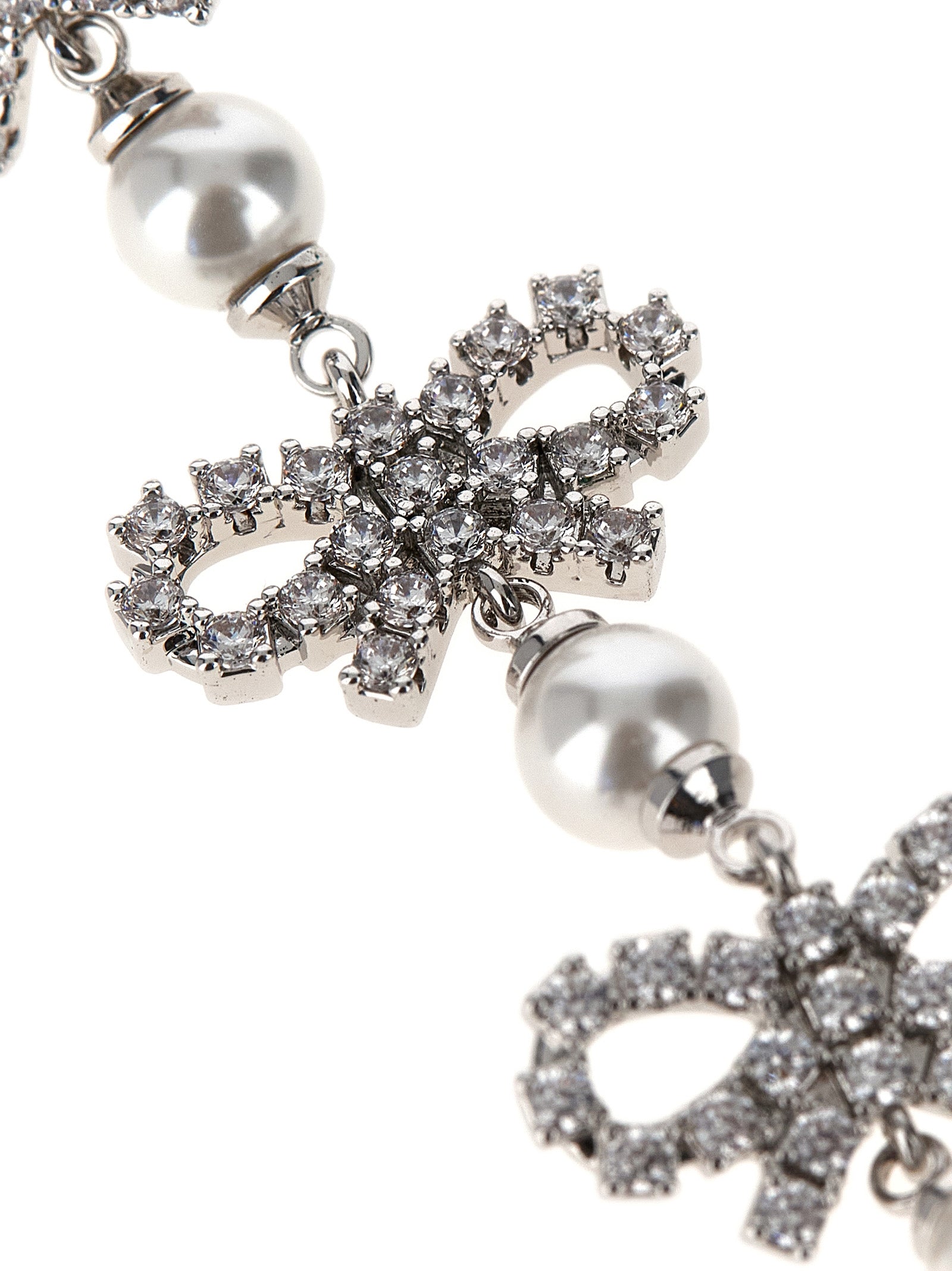 Micro Bow Pearl Tiered earrings White Cotton Polyester Elastane Jewelry