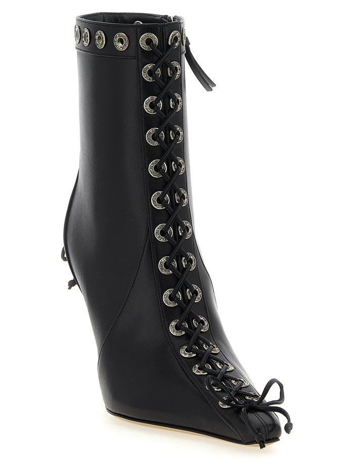 Crystalized Corset ankle boots Black Calfskin Leather (bos Taurus) Boots