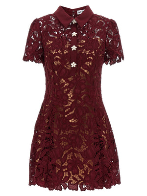 Self-Portrait Burgundy Lace Mini Dress
