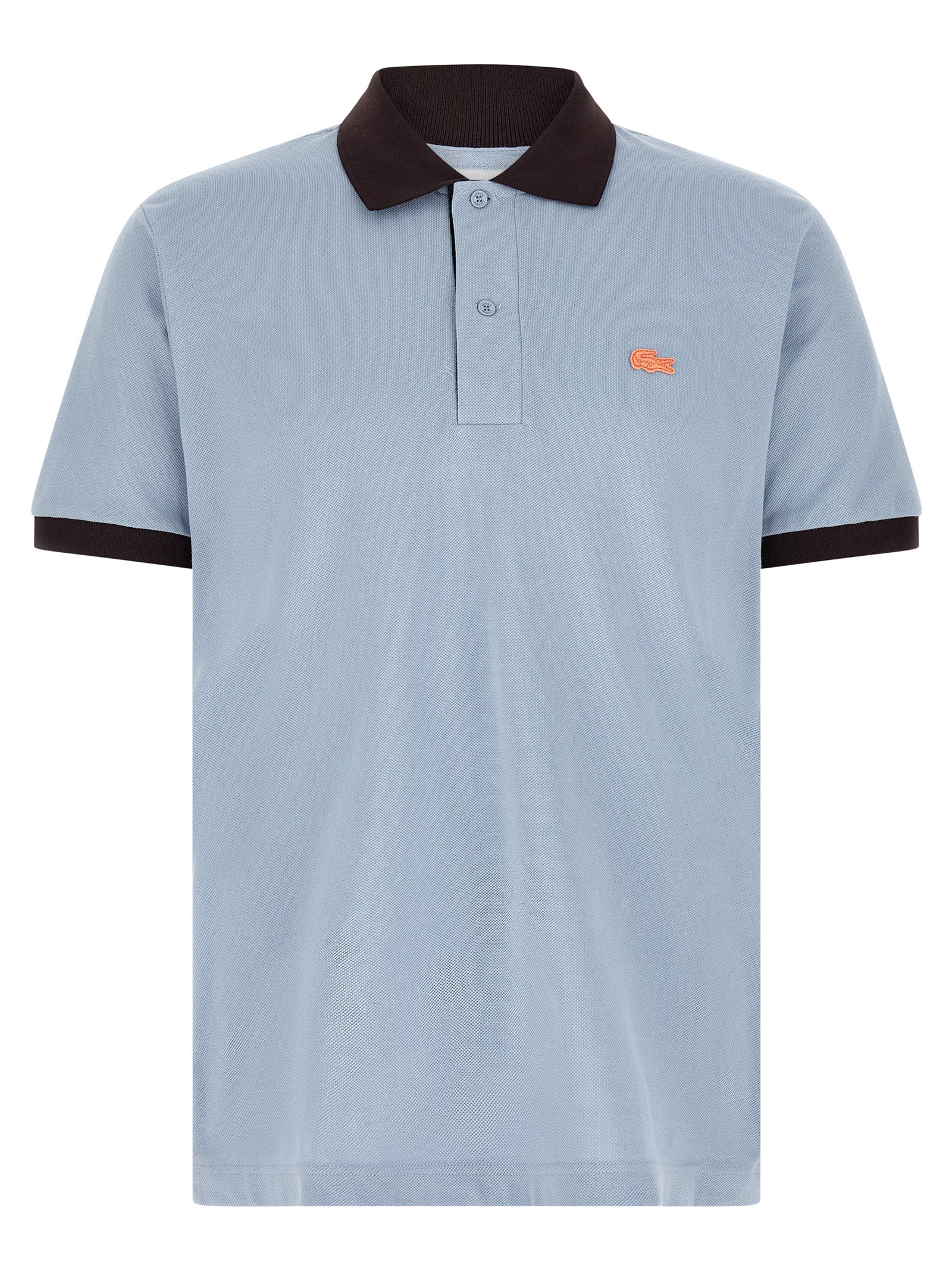 Logo Patch Polo Shirt Light Blue Cotton