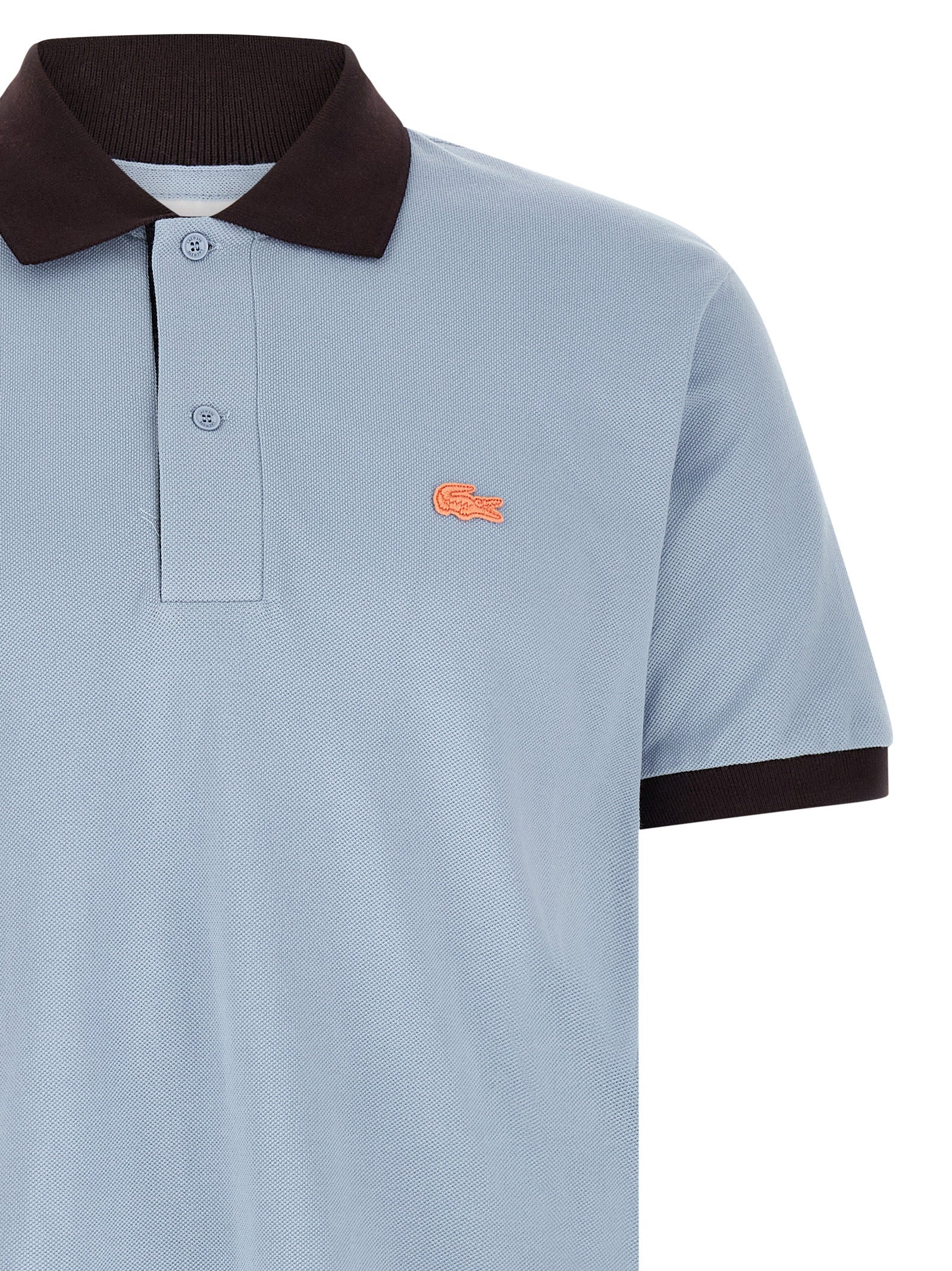 Logo Patch Polo Shirt Light Blue Cotton