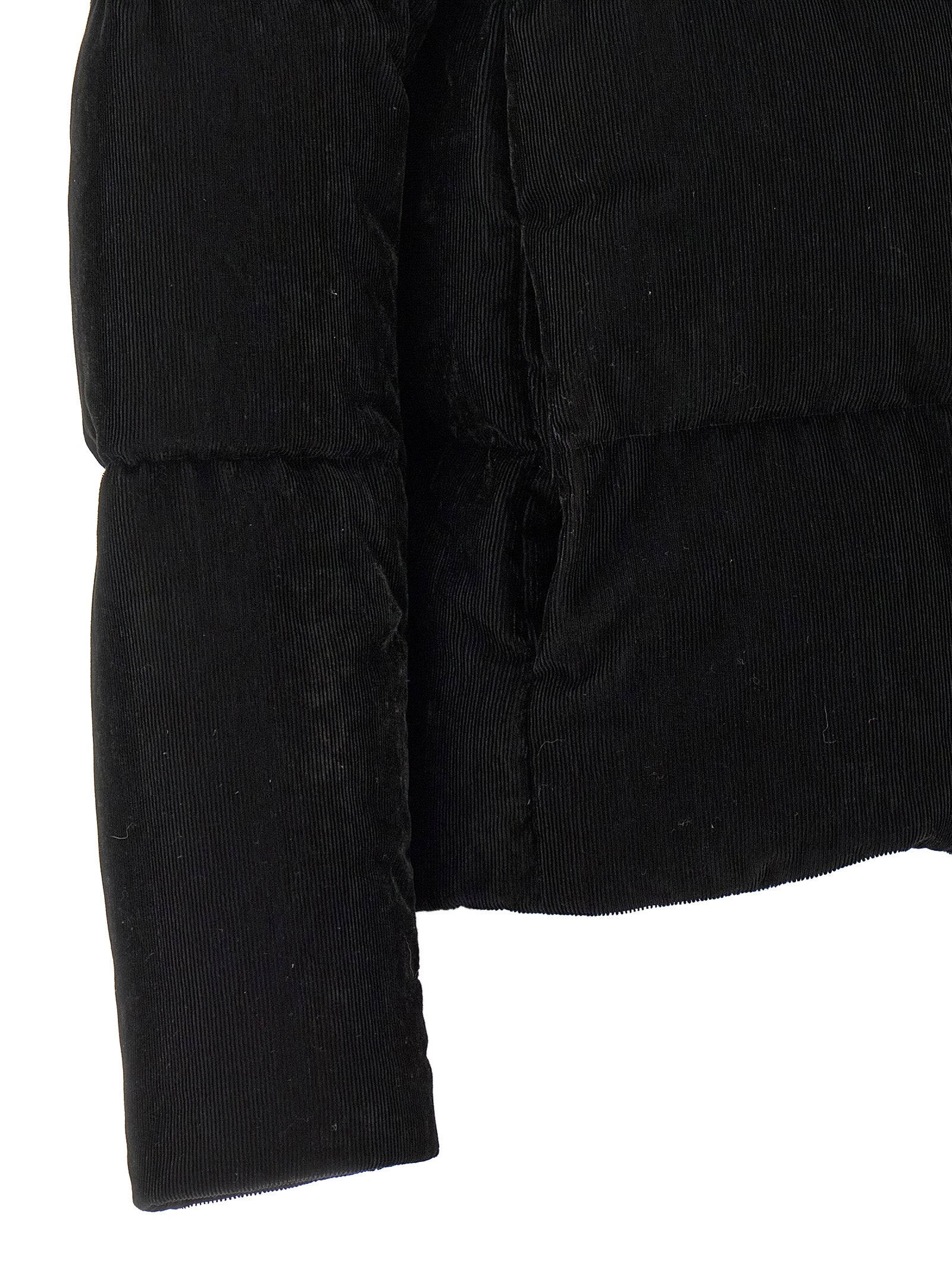 Resort - Bright Corduroy bomber jacket Black Viscose Polyester Mz Down Jacket, Parka, Casual