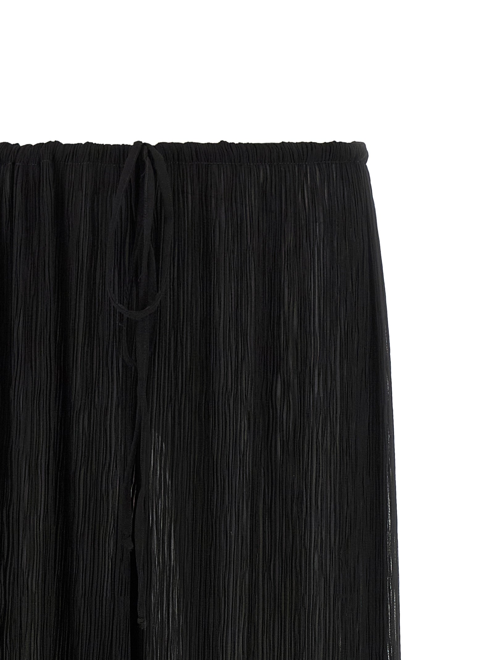 Pleated Pants Black Polyester Beachwear