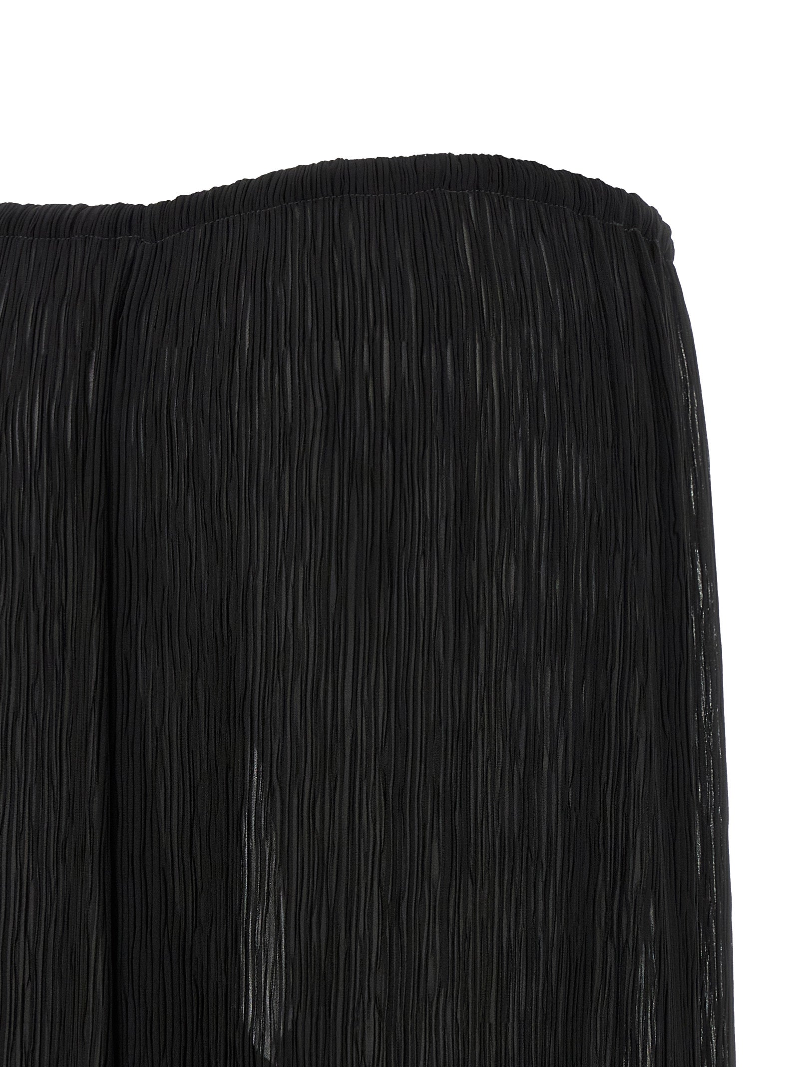 Pleated Pants Black Polyester Beachwear