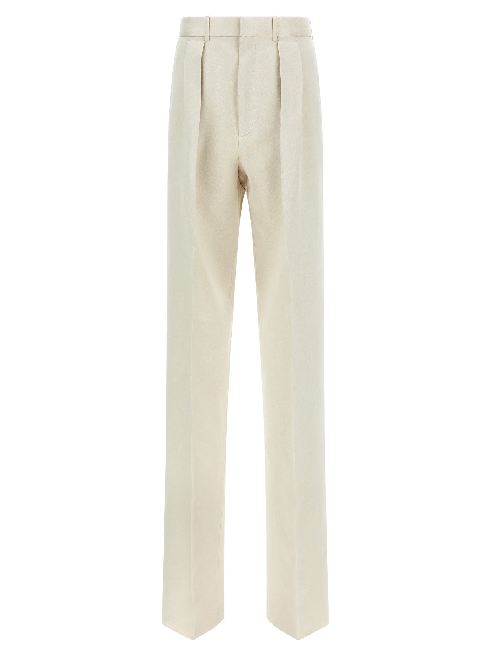 Double Pinch Pants Beige Cotton