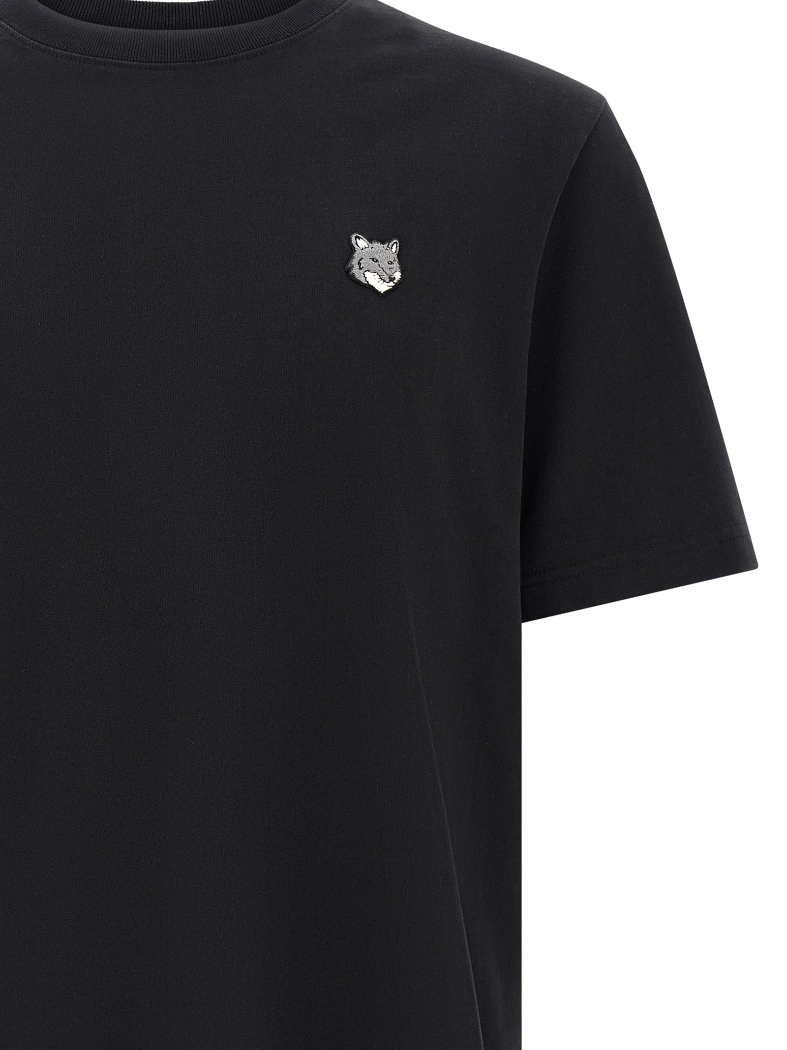 Grey Fox Head T-shirt Black Cotton