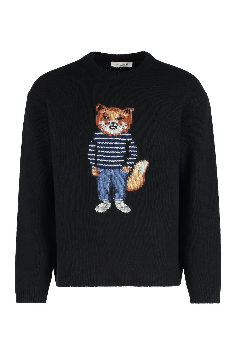 Wool Sweater With Round Neck Black Sweatshirts