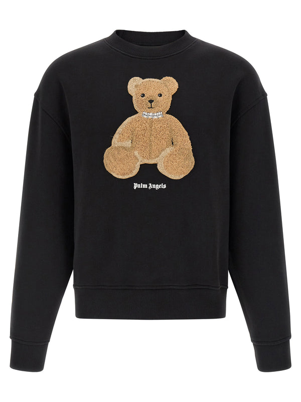 Palm Angels Bear Bouclé Patch Sweatshirt — Black